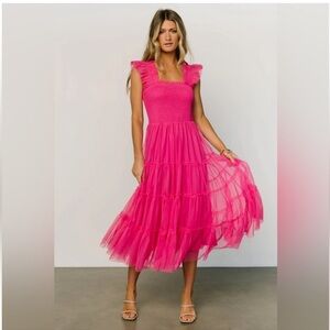 Baltic Børn Hot Pink Smocked Tulle Dress